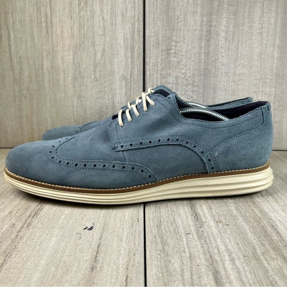 Cole Haan Original Grand Wingtip Blue Suede Oxford Dress Sneaker Mens Size 12